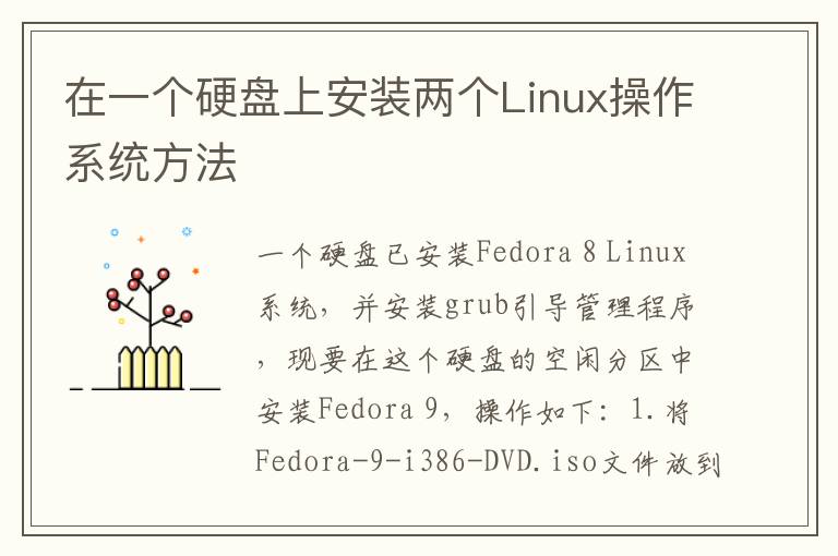 在一个硬盘上安装两个Linux操作系统方法