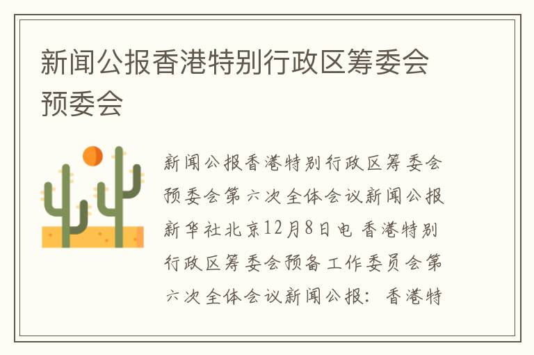 新闻公报香港特别行政区筹委会预委会