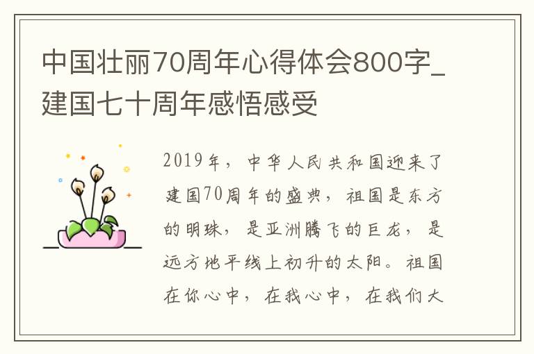 中国壮丽70周年心得体会800字_建国七十周年感悟感受